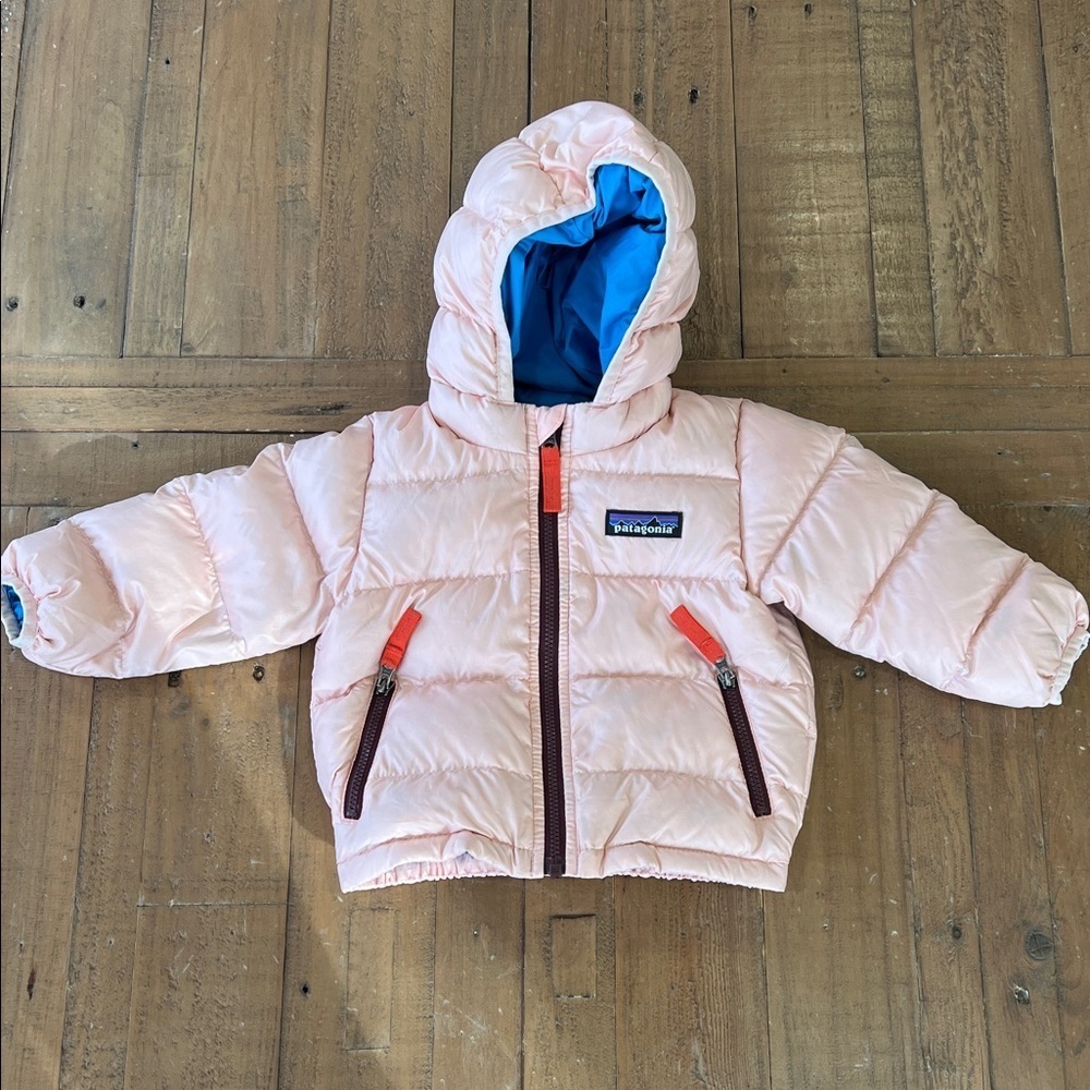 Patagonia Light Pink hi loft down puffer coat girls 3-6 months winter outdoor
